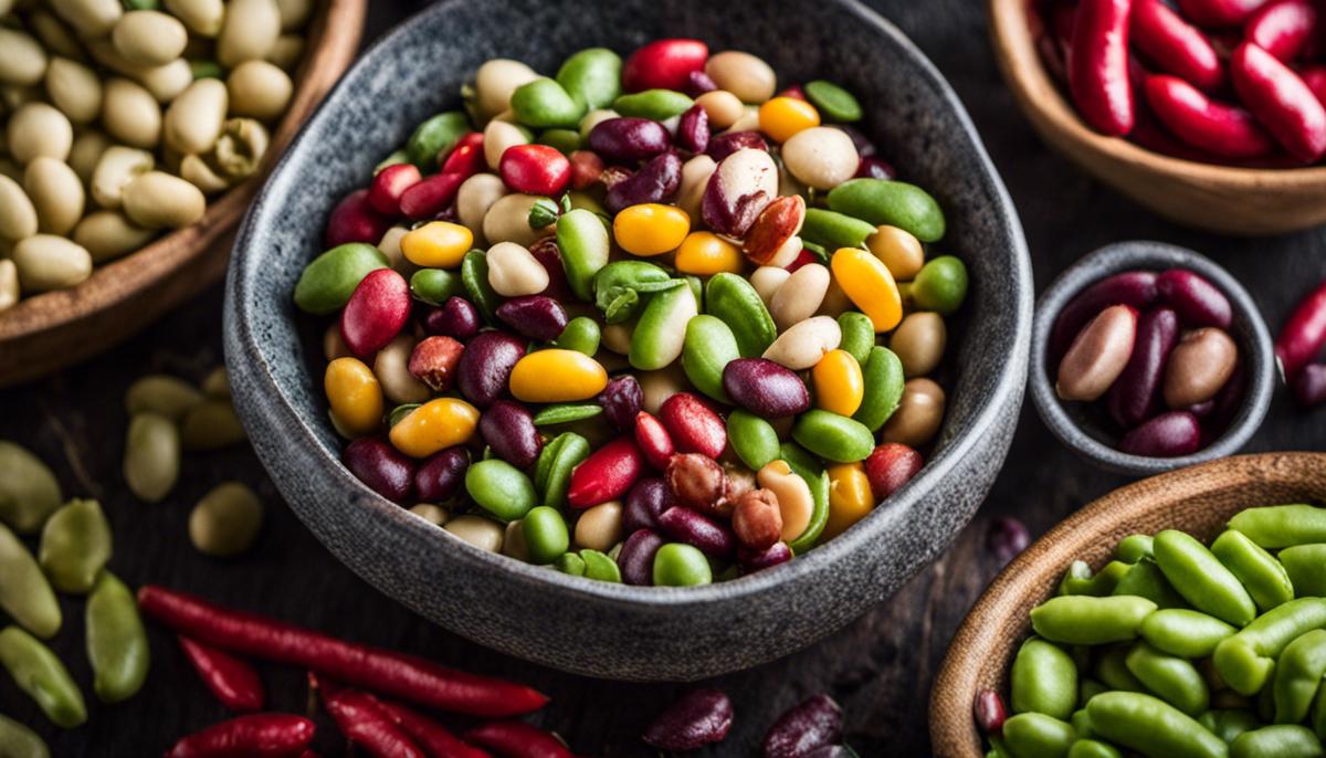 A healthy bowl of mixed beans, showcasing different colors and textures.