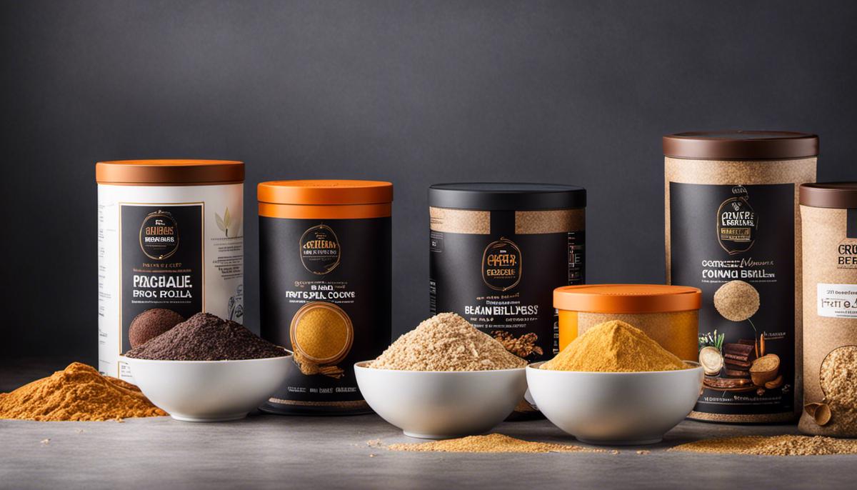 A selection of high-protein flours in different bowls, showcasing their nutritional benefits and versatility.