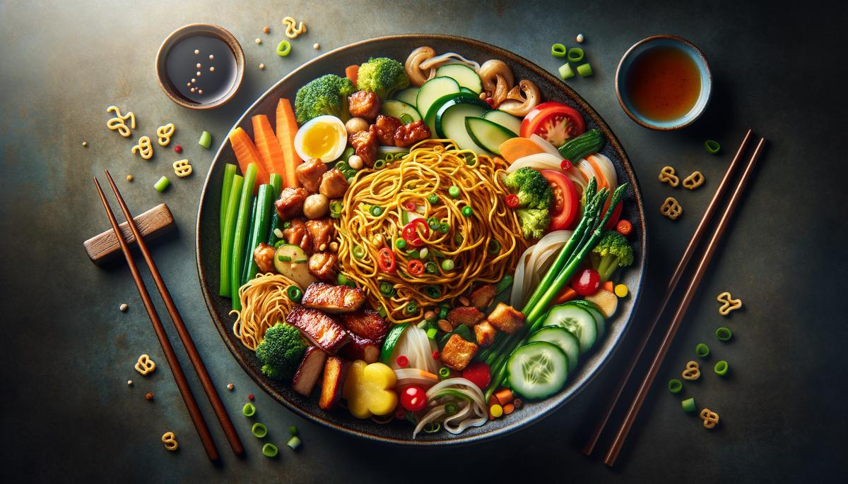 A delicious plate of Hong Kong Style Chow Mein with a perfect balance of noodles, meat, and vegetables.