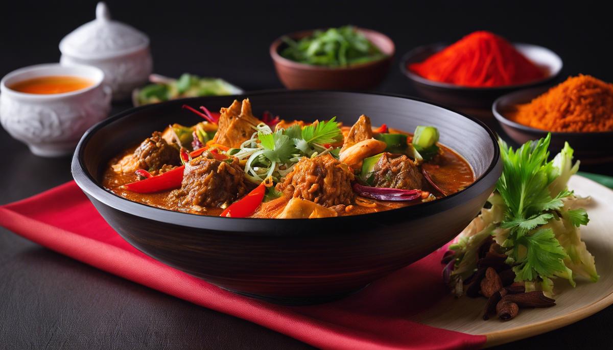 A delectable dish of Indo-Chinese cuisine with vibrant colors and aromatic spices.