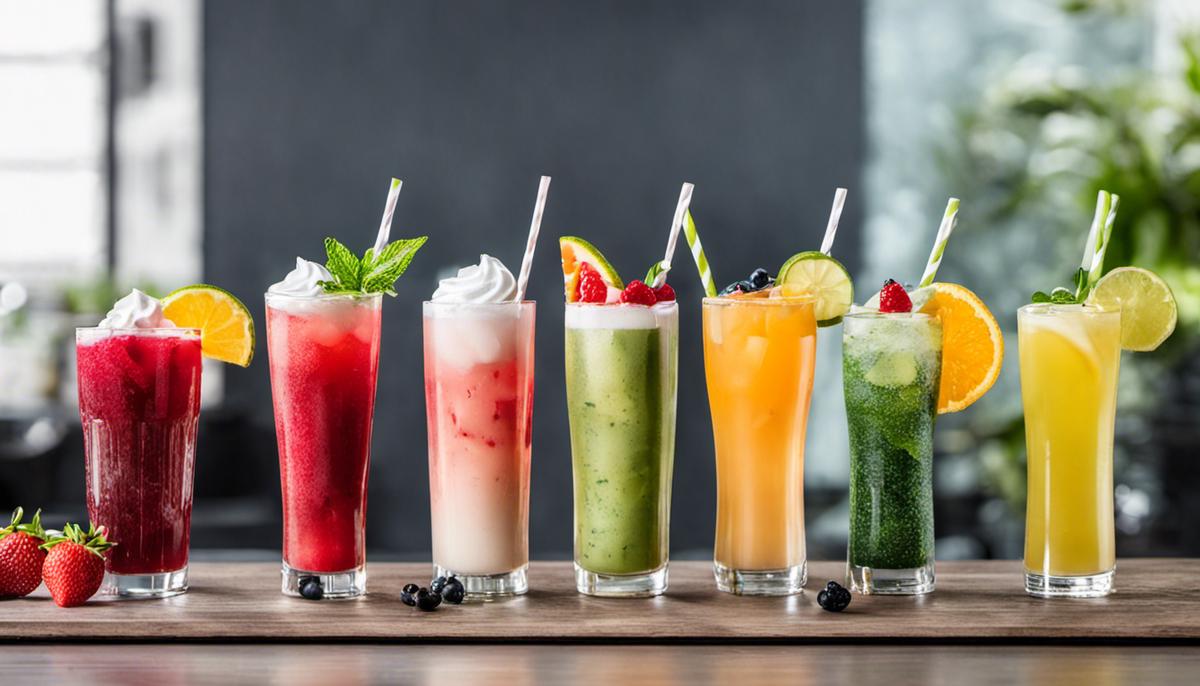 Image of various refreshing and sugar-free keto-friendly drinks.