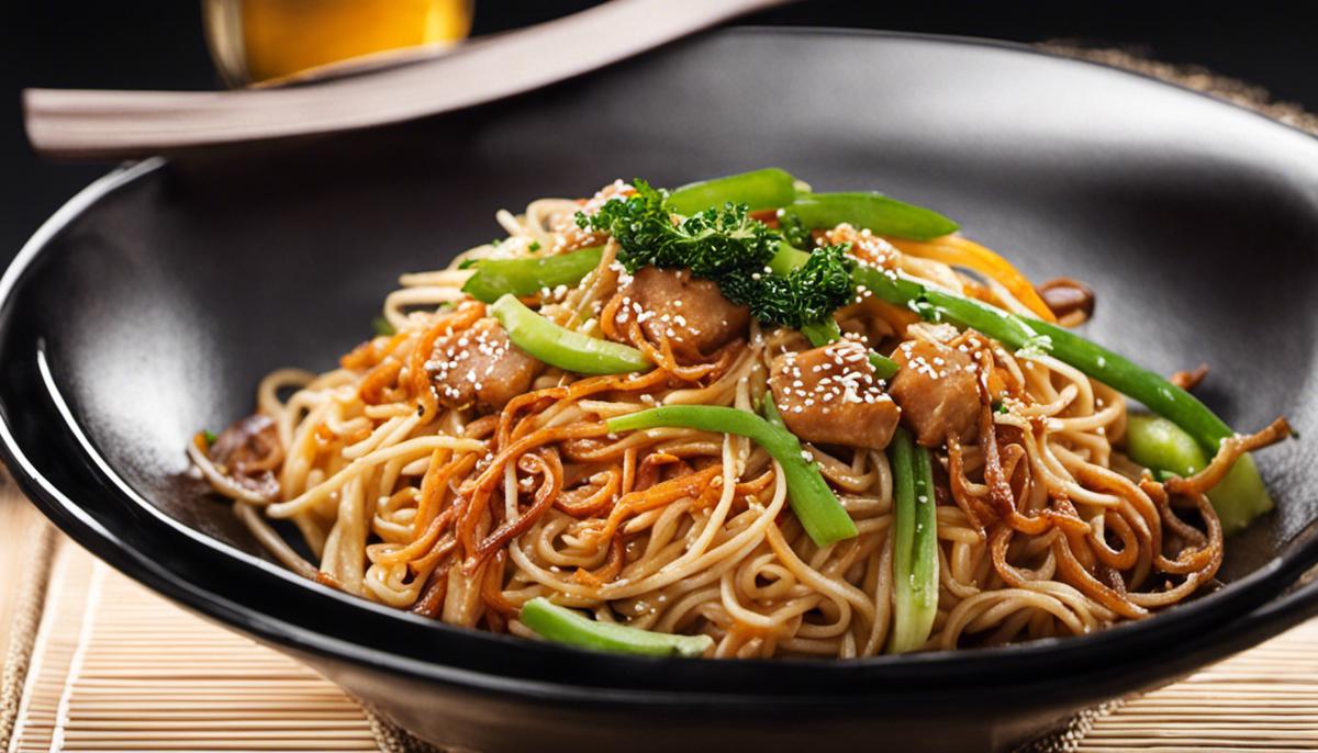 A variety of Lo Mein dishes with different ingredients and toppings