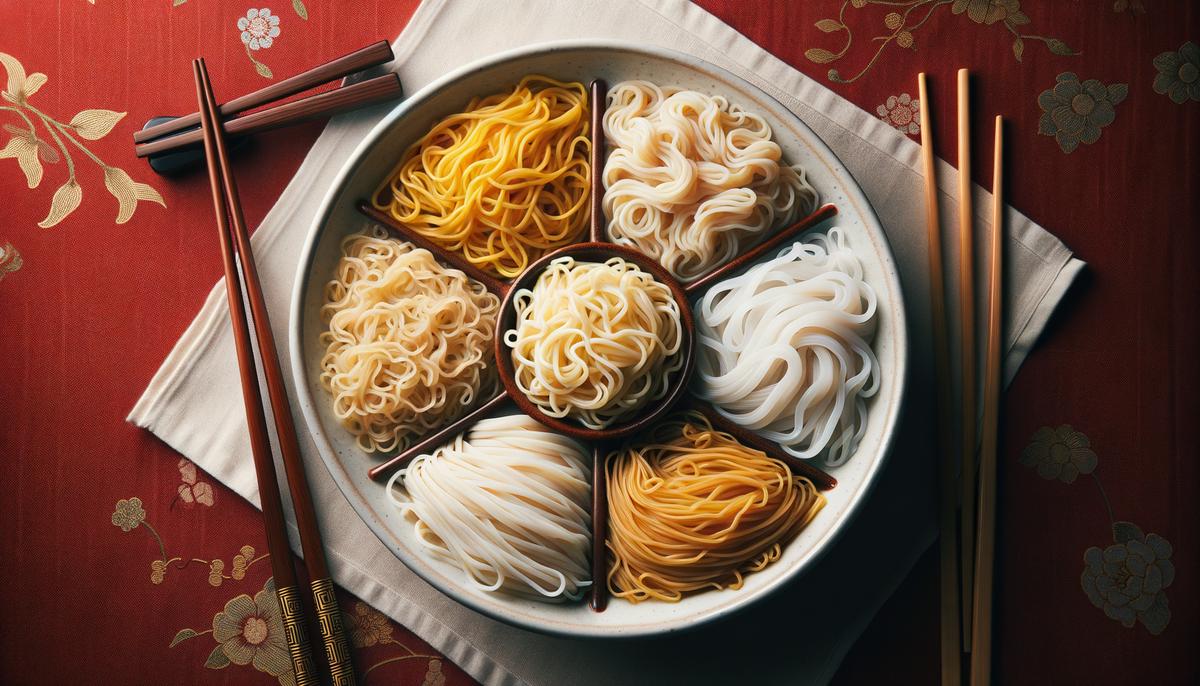 Variety of different types of noodles for Lo Mein