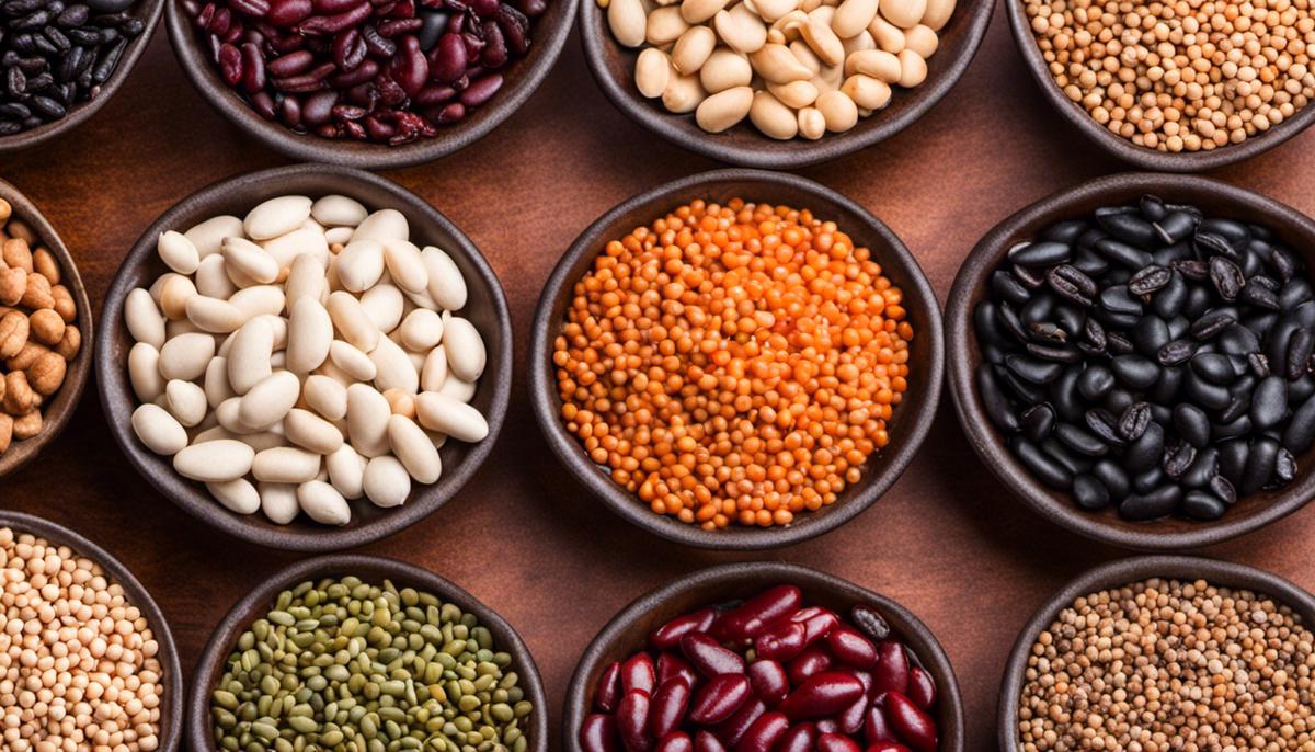 A pile of assorted beans, including black beans, soybeans, pinto beans, lentils, white beans, chickpeas, and kidney beans.