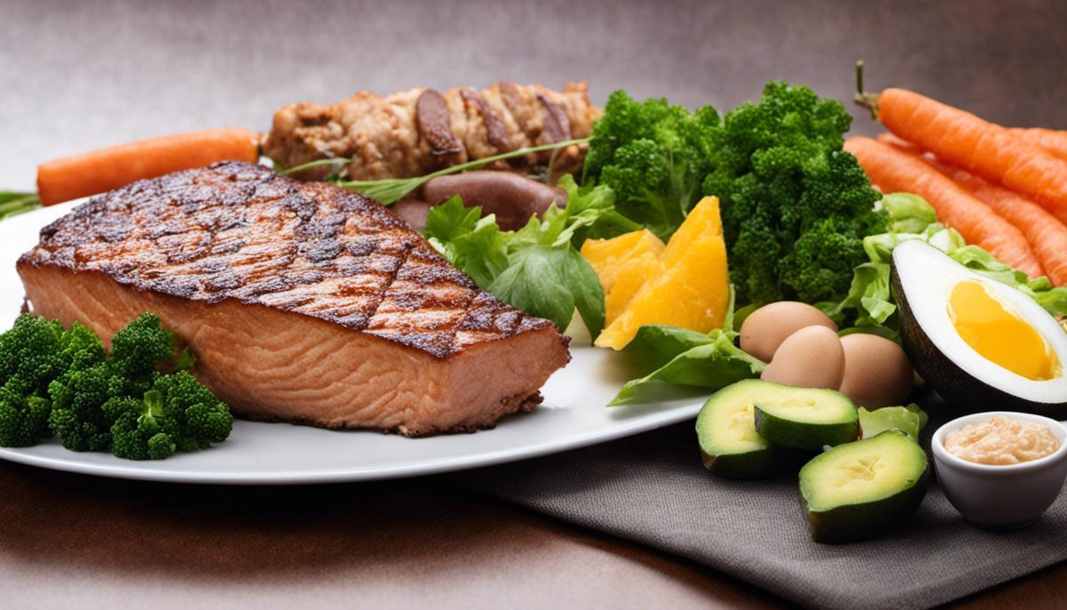 A variety of high-protein foods displayed on a plate