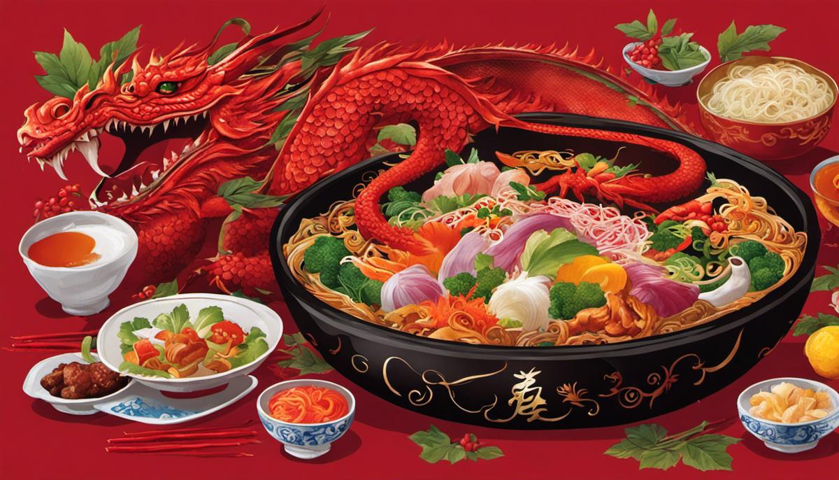 Image of a Red Dragon Chinese dish with diverse ingredients and vibrant colors